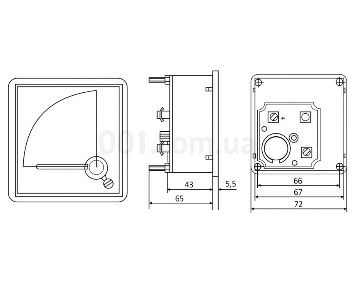 Амперметр A-72-6 (72×72 мм) XX/5А (AC) трансформаторного включення (без шкали), АСКО-УКРЕМ 98_78.jpg - фото 6
