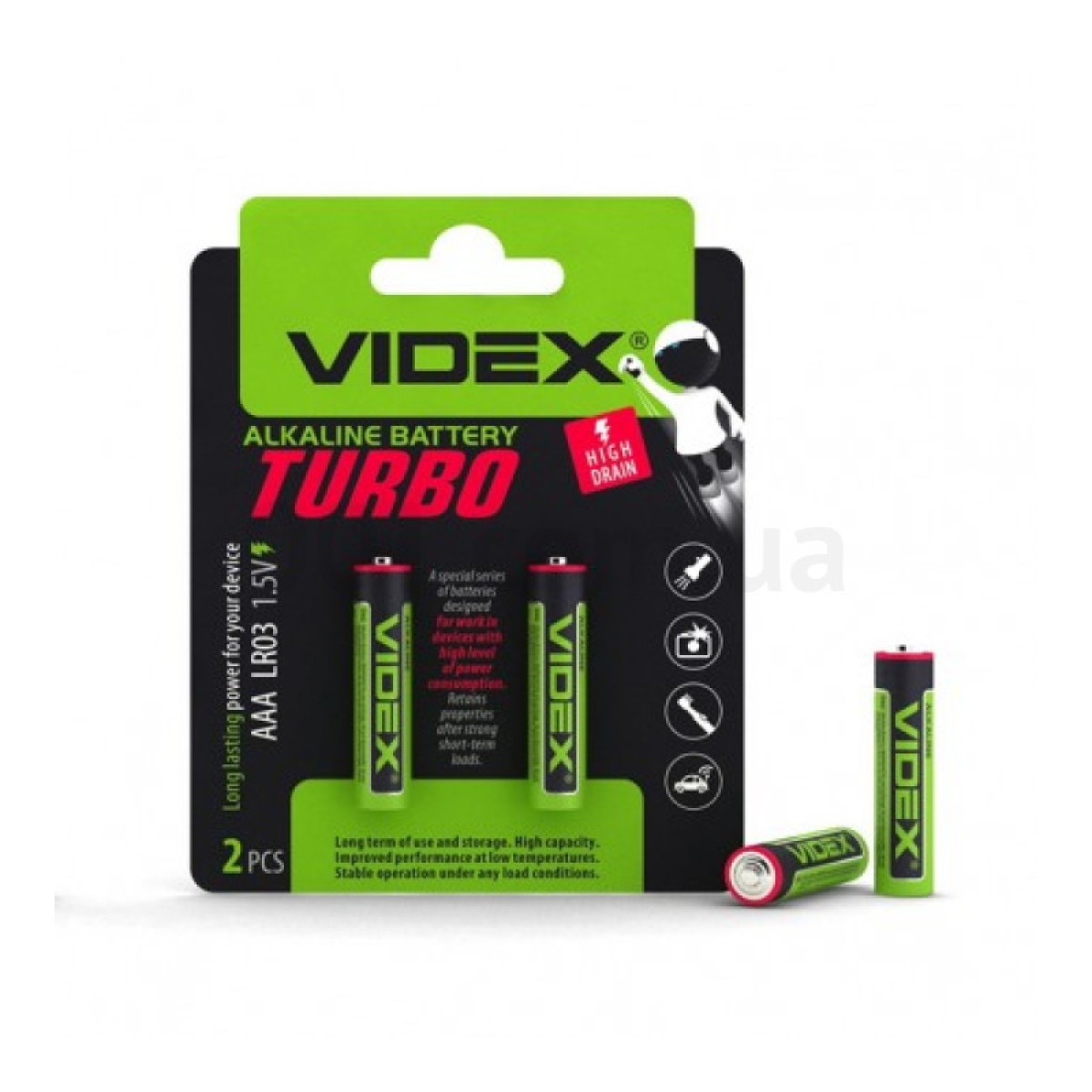 Батарейка лужна LR03/AAA Turbo упаковка blister 2 шт., VIDEX 98_98.jpg - фото 2