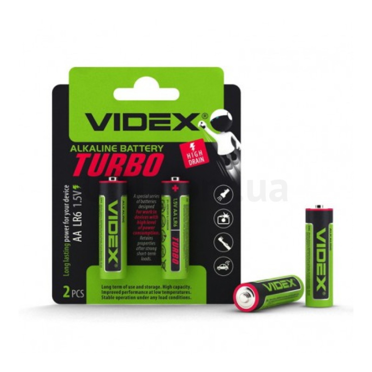 Батарейка щелочная LR6/AA Turbo упаковка blister 2 шт., VIDEX 98_98.jpg - фото 2