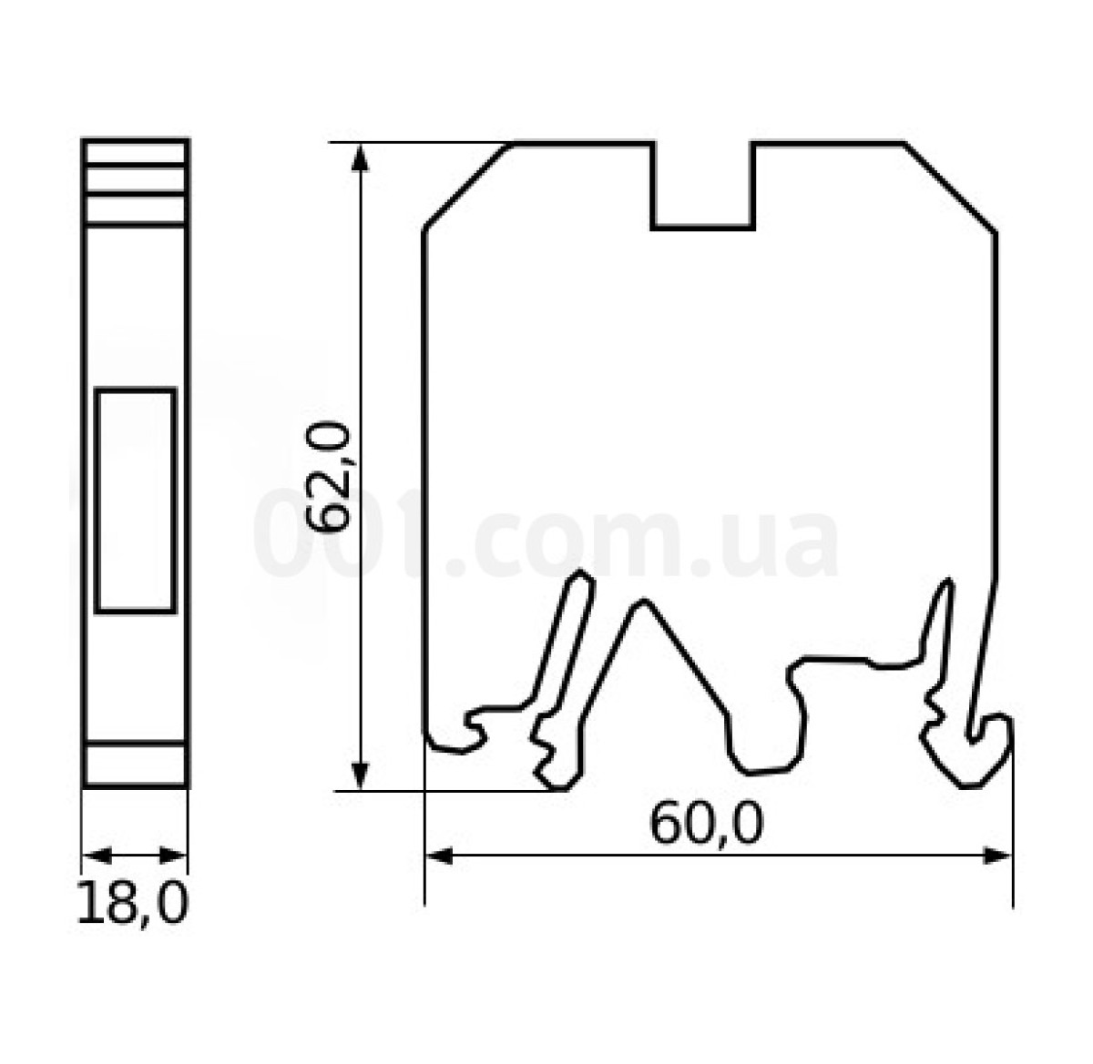 Винтовой контактный зажим JXB 35/35 на DIN-рейку серый, АСКО-УКРЕМ 98_95.jpg - фото 2