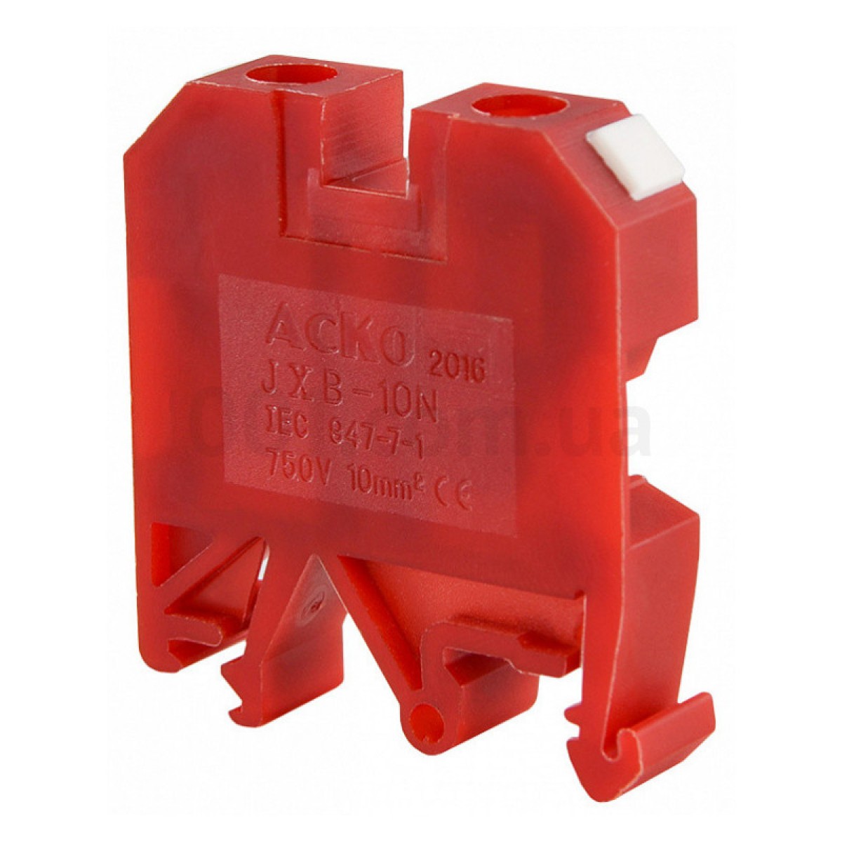 Гвинтовий контактний затискач JXB 10/35 на DIN-рейку червоний, АСКО-УКРЕМ 98_98.jpg - фото 1
