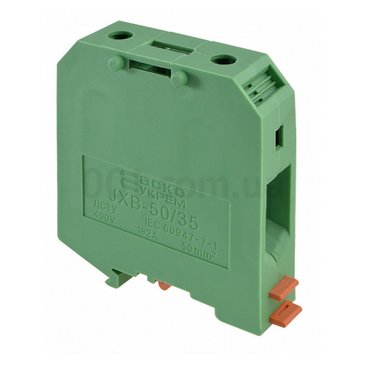 Гвинтовий контактний затискач JXB 50/35 на DIN-рейку зелений, АСКО-УКРЕМ 98_98.jpg - фото 1