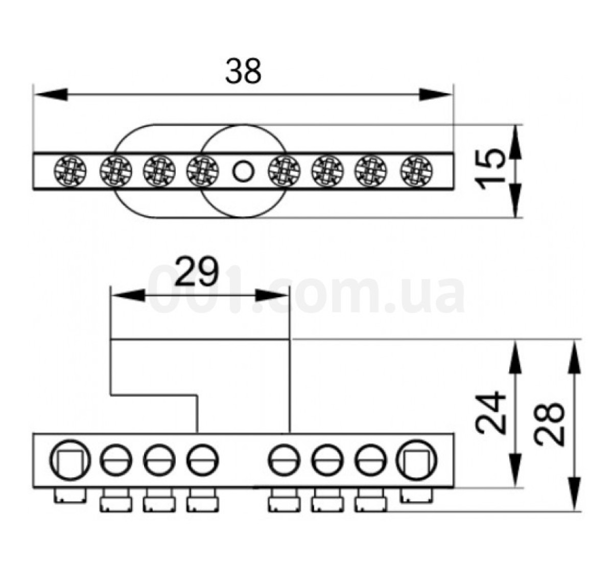 Шина нулевая с одним угловым изолятором ШНИ-6x9-4-У1-С, IEK 98_92.jpg - фото 2