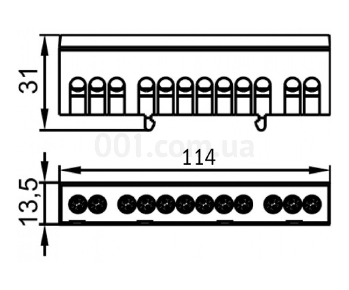 Шина нульова в корпусному ізоляторі на DIN-рейку ШНИ-6x9-16-К-З, IEK 98_81.jpg - фото 2