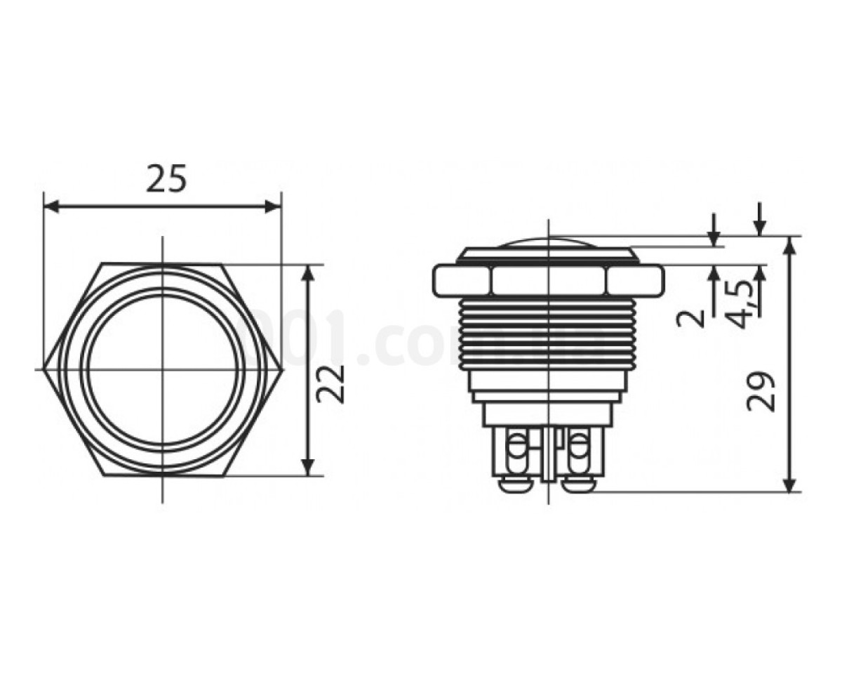 Кнопка металлическая (1НО) TY19-231P Pcb, АСКО-УКРЕМ 98_78.jpg - фото 3