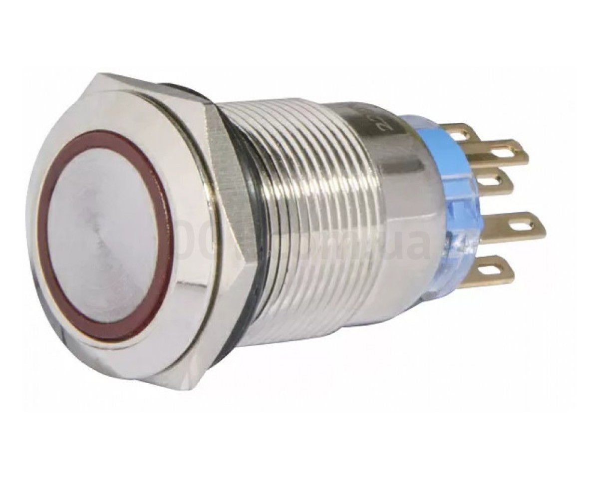 Кнопка металлическая с подсветкой и фиксацией (2НО+2НЗ) 220В красная TYJ19-372, АСКО-УКРЕМ 98_78.jpg - фото 1