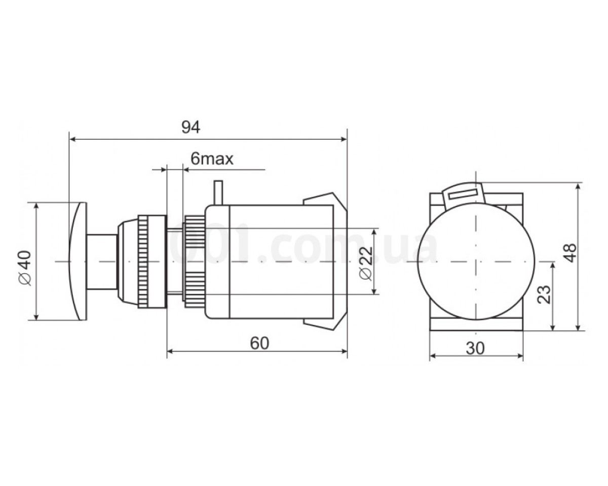 Кнопка AE-22 "грибок" з фіксацією d22 мм червона 240В 1з+1р, IEK 98_78.jpg - фото 3