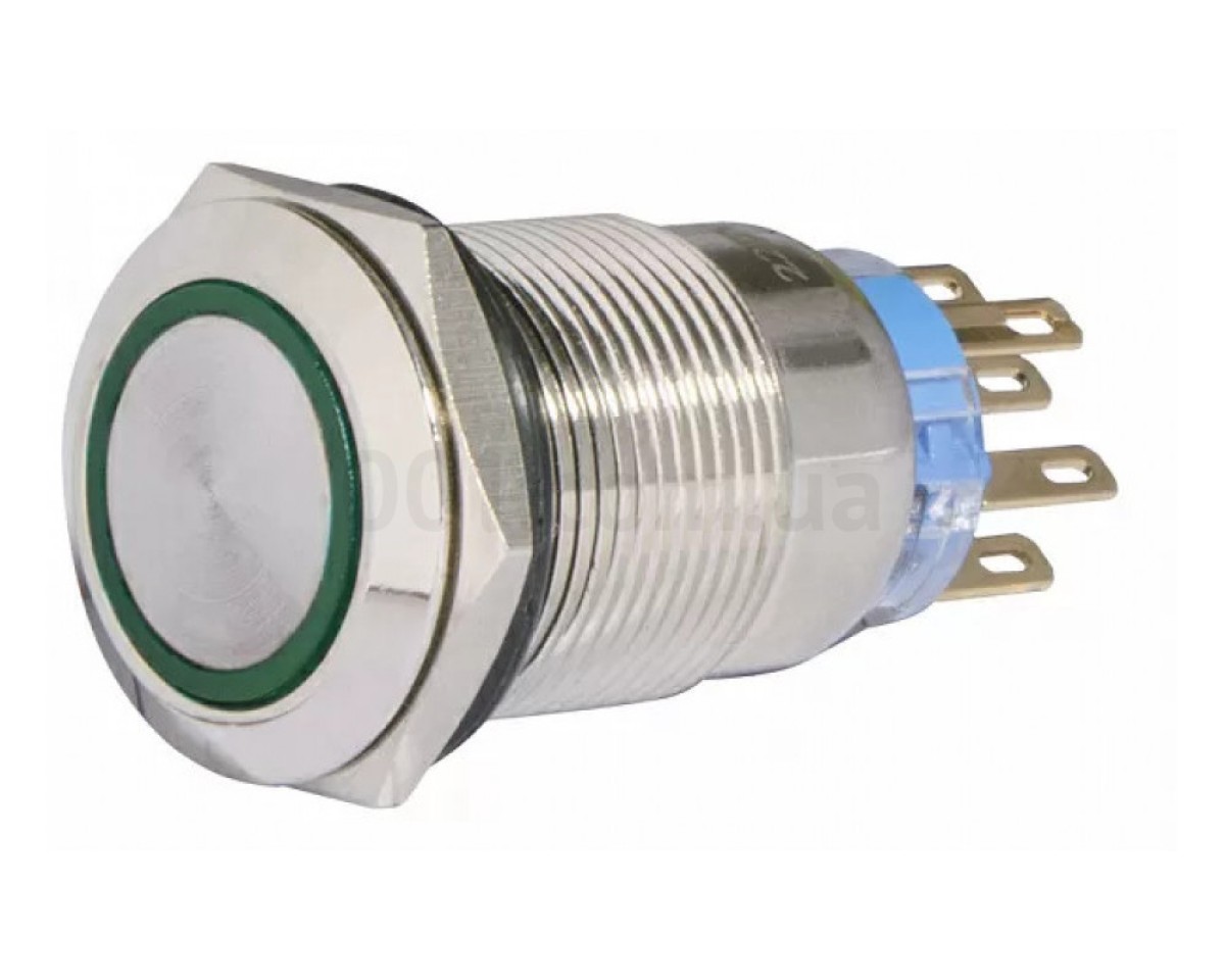 Кнопка металлическая с подсветкой и фиксацией (2НО+2НЗ) 220В зеленая TYJ19-372, АСКО-УКРЕМ 256_205.jpg