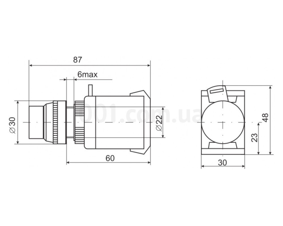 Кнопка ABLF-22 неон d22 мм белая 240В 1з+1р, IEK 98_78.jpg - фото 3