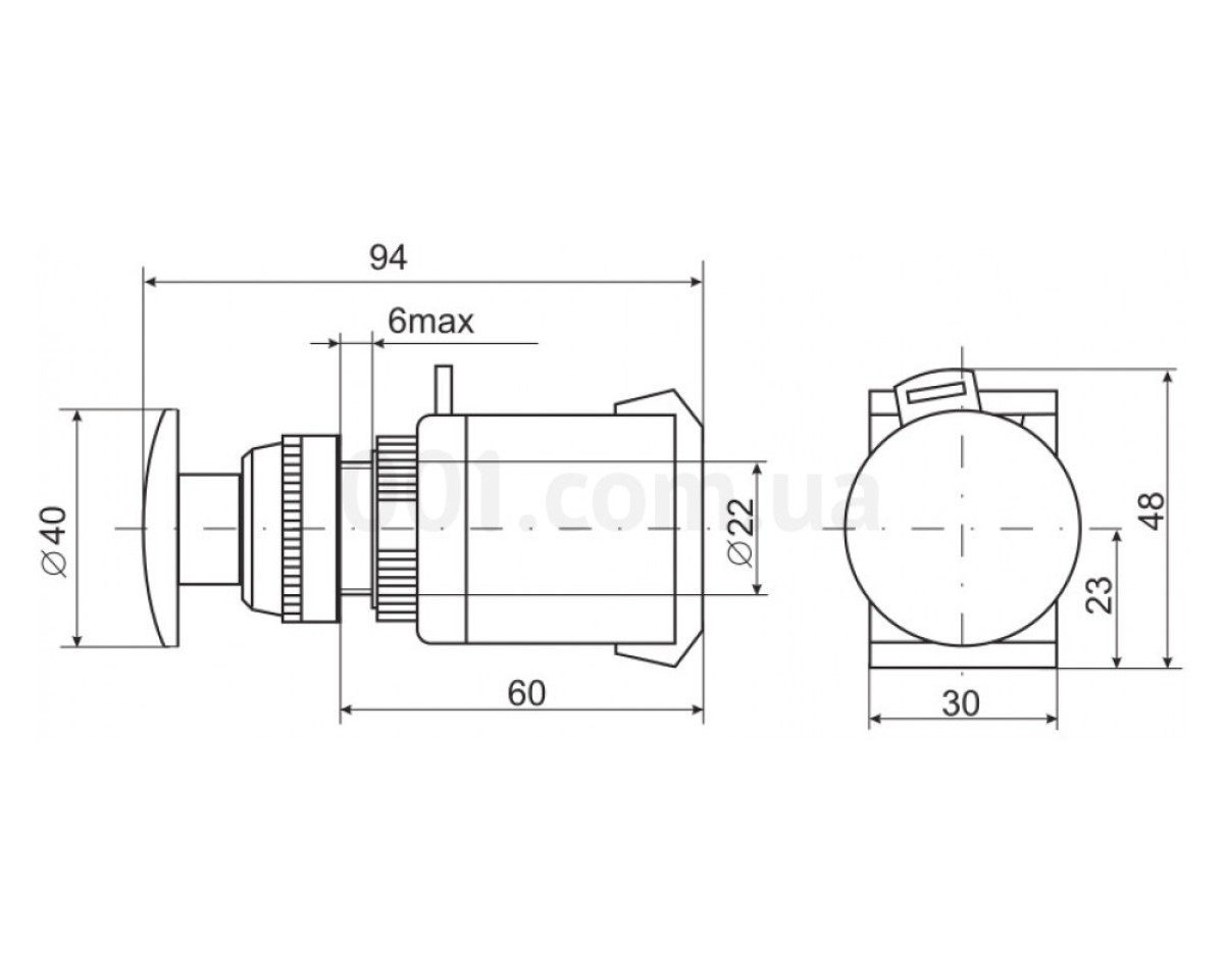 Кнопка AEA-22 "грибок" d22 мм синя 1з+1р, IEK 98_78.jpg - фото 3