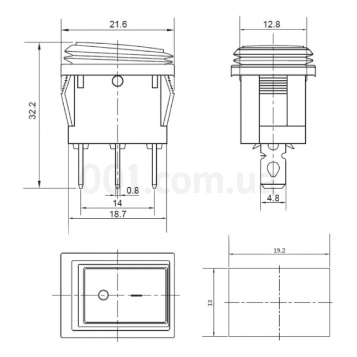 Переключатель KCD1-2-101WN GR/B черный с зеленой клавишей с подсветкой IP65, АСКО-УКРЕМ 98_98.jpg - фото 2