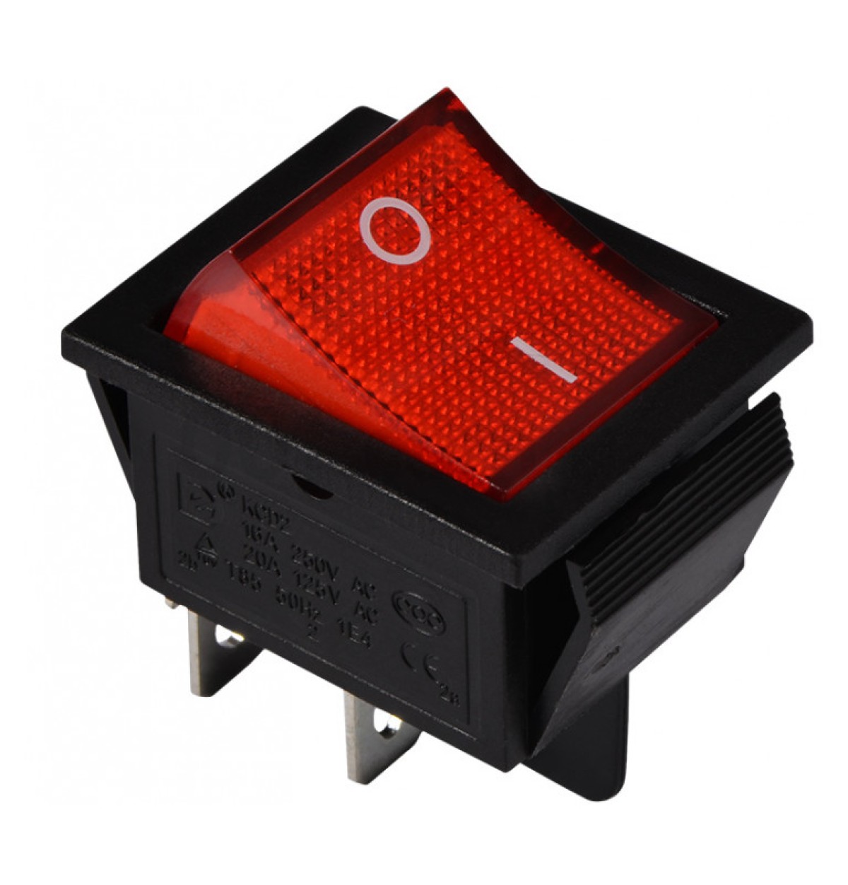 Переключатель KCD2-201N R/B 2-полюсный черный с красной клавишей с подсветкой, АСКО-УКРЕМ 98_102.jpg - фото 1