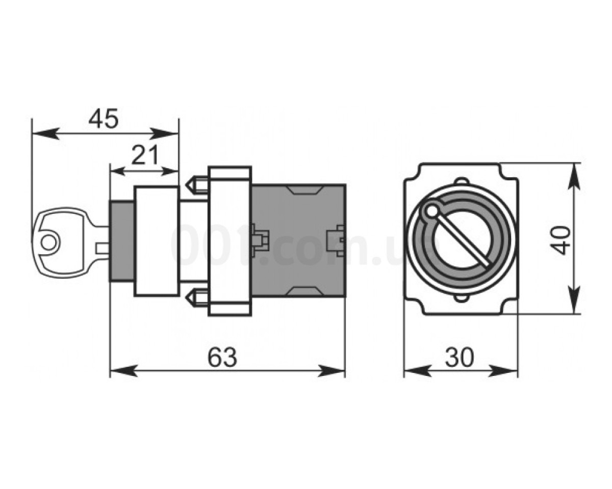 Переключатель на 3 положения с ключом XB2-BG33, АСКО-УКРЕМ 98_78.jpg - фото 2