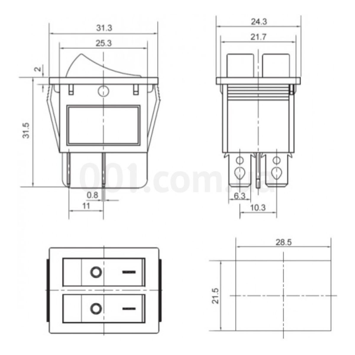 Перемикач KCD2-2101N BL+YL/B чорний з жовтою і синьою клавішою з підсвічуванням, АСКО-УКРЕМ 98_98.jpg - фото 3