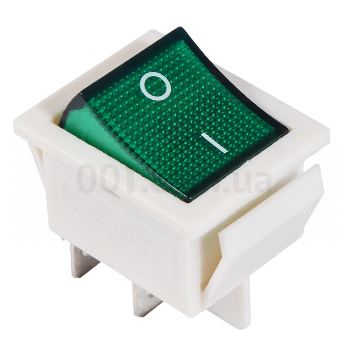 Переключатель KCD2-201N GR/WH 2-полюсный белый с зеленой клавишей с подсветкой, АСКО-УКРЕМ 98_100.jpg - фото 1