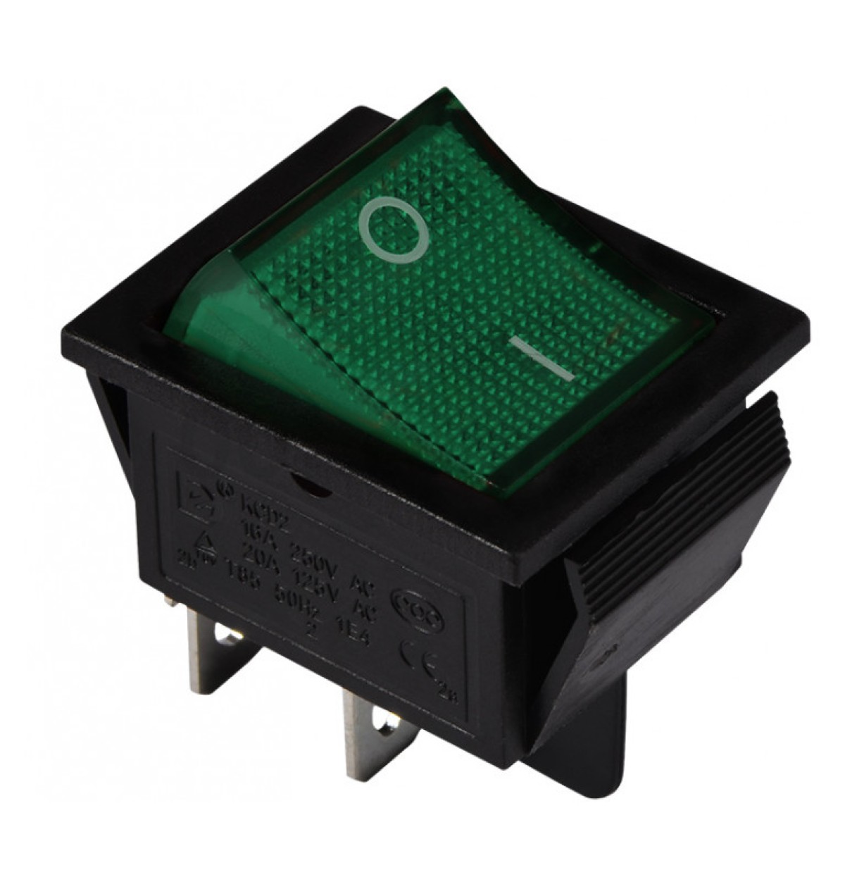 Переключатель KCD2-201N GR/B 2-полюсный черный с зеленой клавишей с подсветкой, АСКО-УКРЕМ 98_102.jpg - фото 1