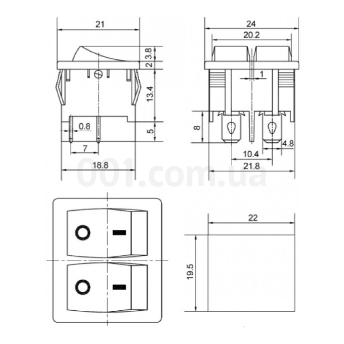 Перемикач KCD1-6-2101N R/B чорний з 2 червоними клавішами з підсвічуванням, АСКО-УКРЕМ 98_98.jpg - фото 2