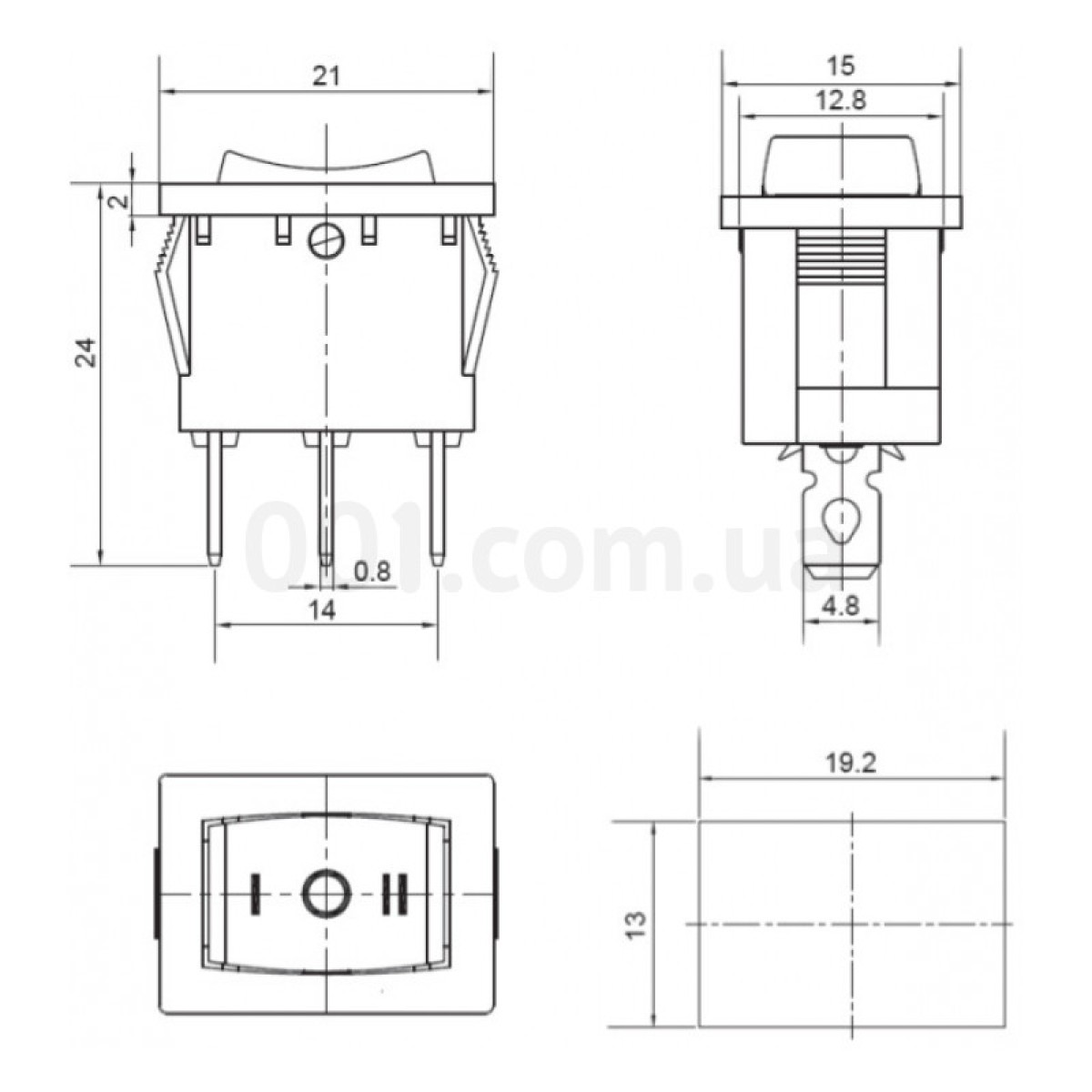 Переключатель KCD1-2-103 B/B на 3 положения черный с черной клавишей, АСКО-УКРЕМ 98_98.jpg - фото 3