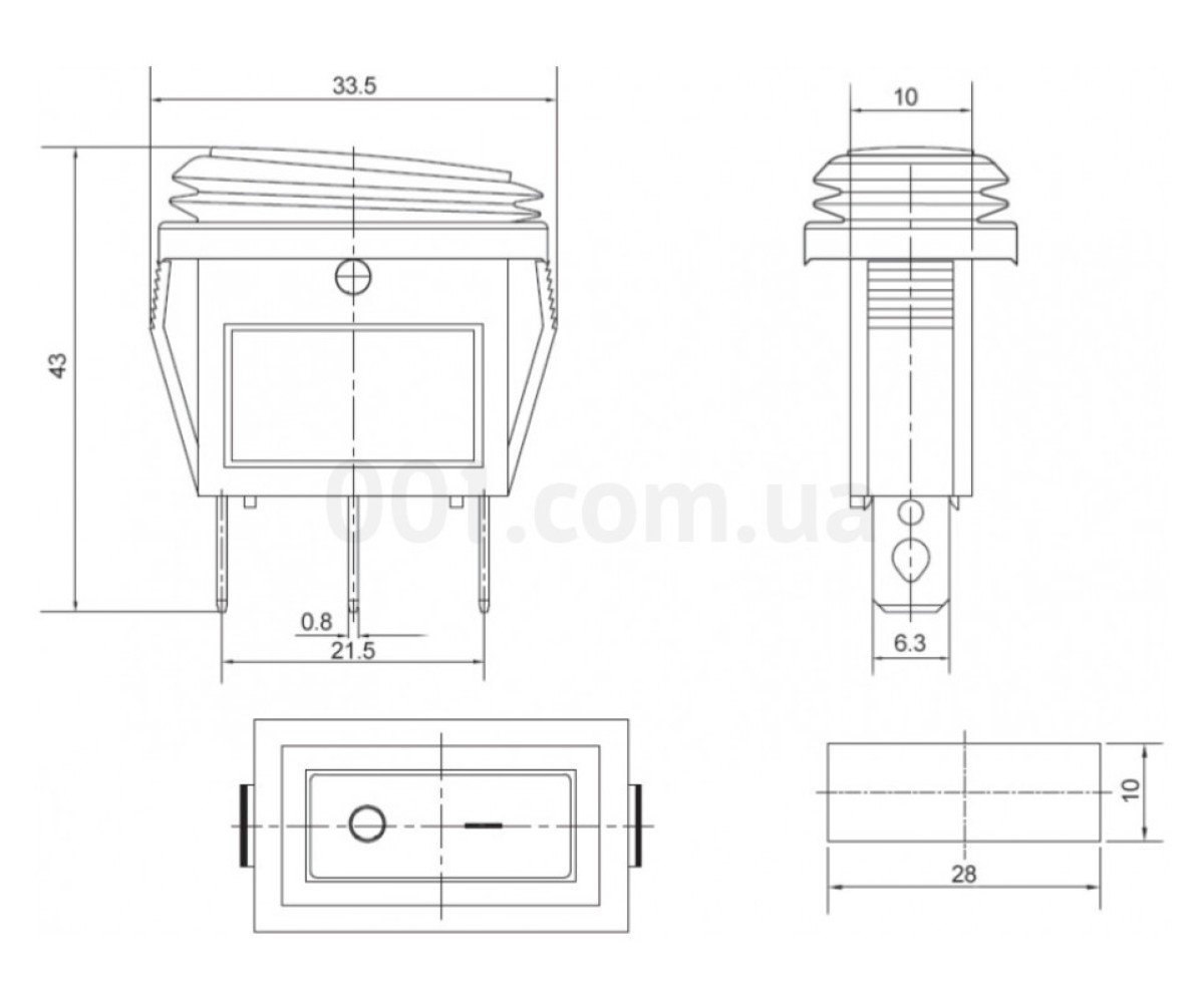 Перемикач KCD3-101WN R/B чорний з червоною клавішою з підсвічуванням IP54, АСКО-УКРЕМ 98_81.jpg - фото 2