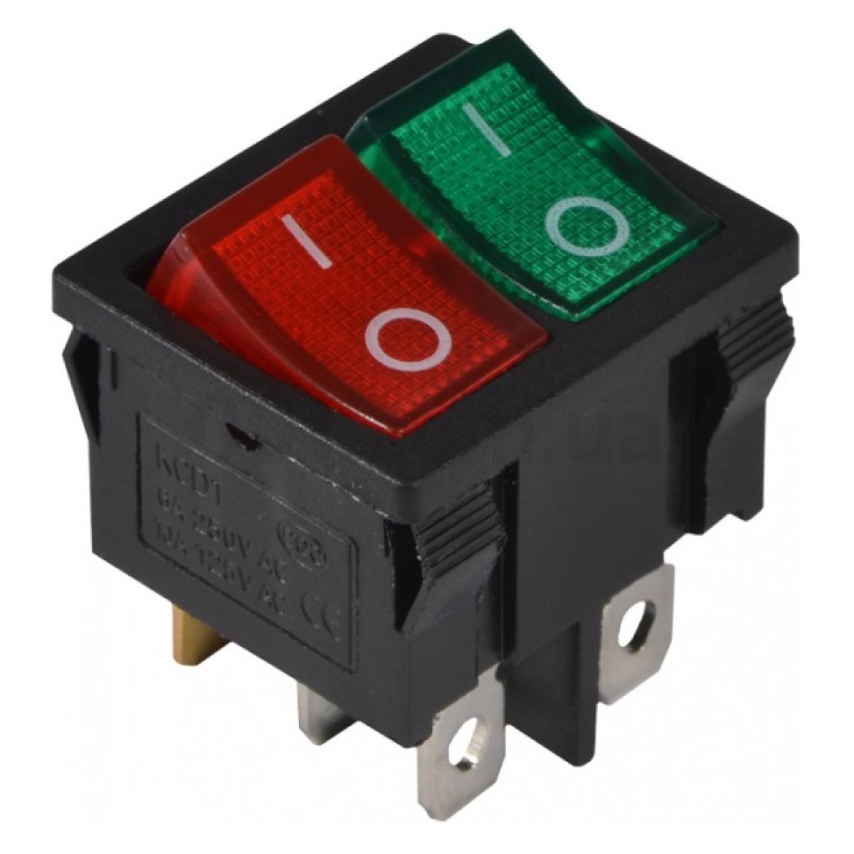 Переключатель KCD1-6-2101N GR+R/B черный с зеленой и красной клавишей с подсветкой, АСКО-УКРЕМ 98_98.jpg - фото 1