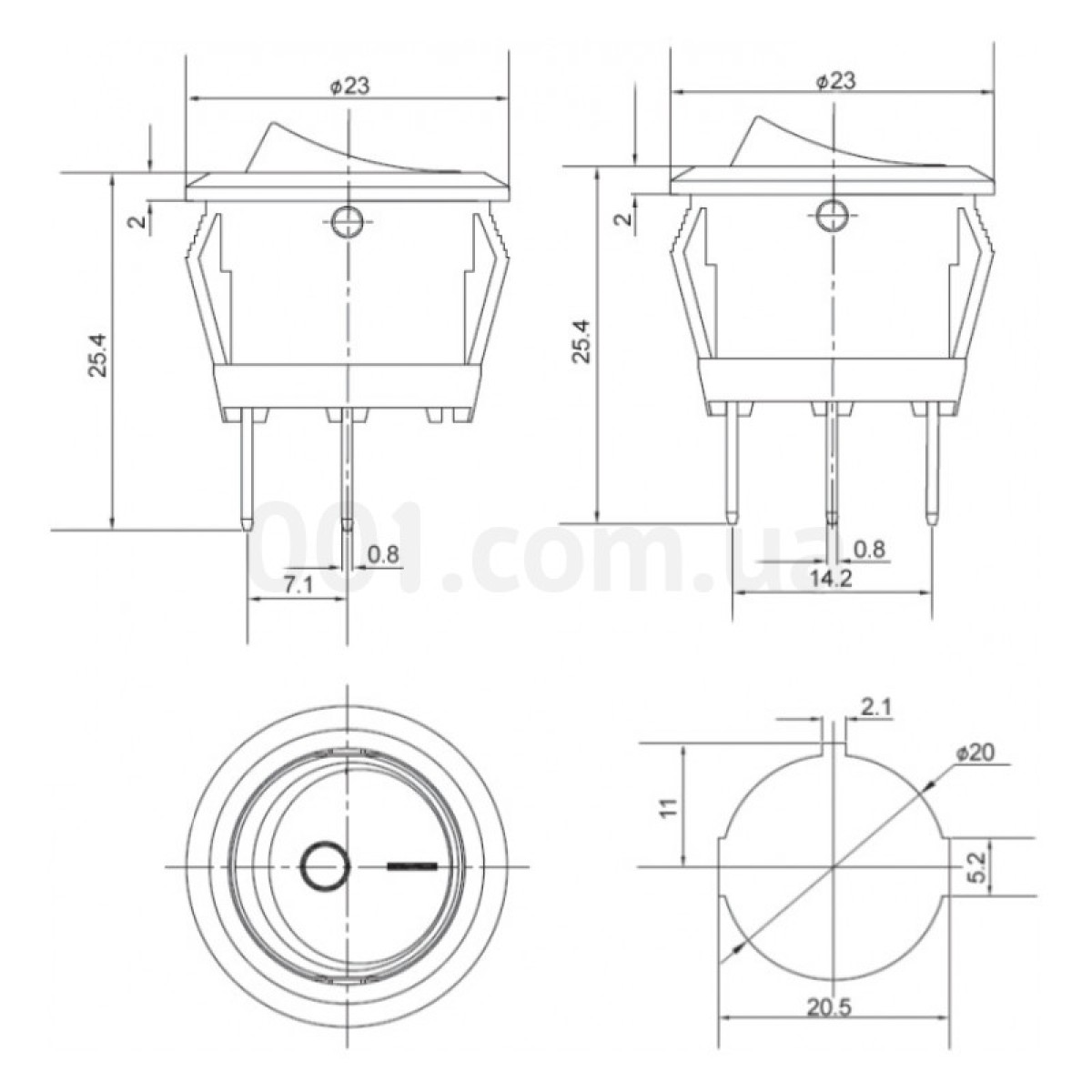 Переключатель KCD1-5-101N GR/B черный с круглой зеленой клавишей с подсветкой, АСКО-УКРЕМ 98_98.jpg - фото 3