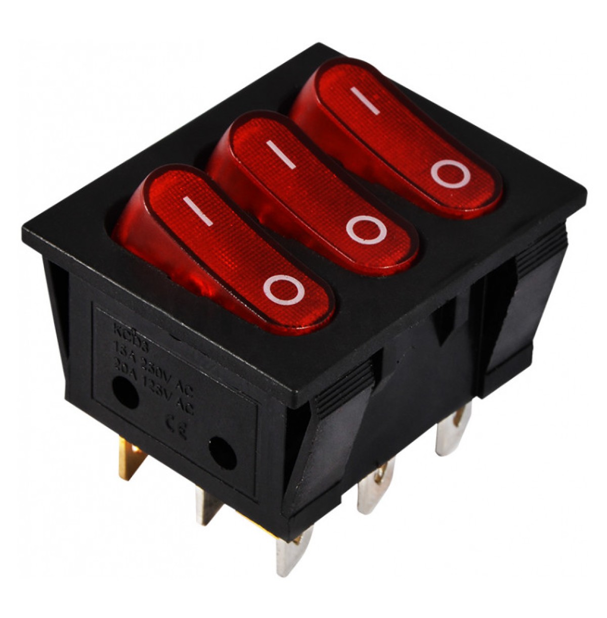 Переключатель KCD2-3101N R/B черный с 3 овальными красными клавишами с подсветкой, АСКО-УКРЕМ 98_100.jpg - фото 1
