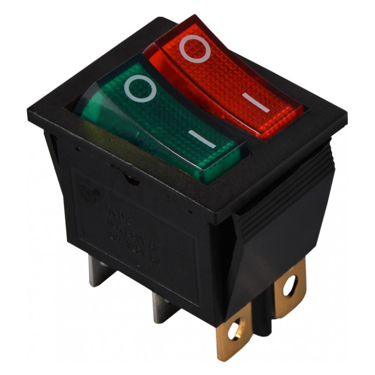 Переключатель KCD2-2101N GR+R/B черный с зеленой и красной клавишей с подсветкой, АСКО-УКРЕМ 98_98.jpg - фото 1