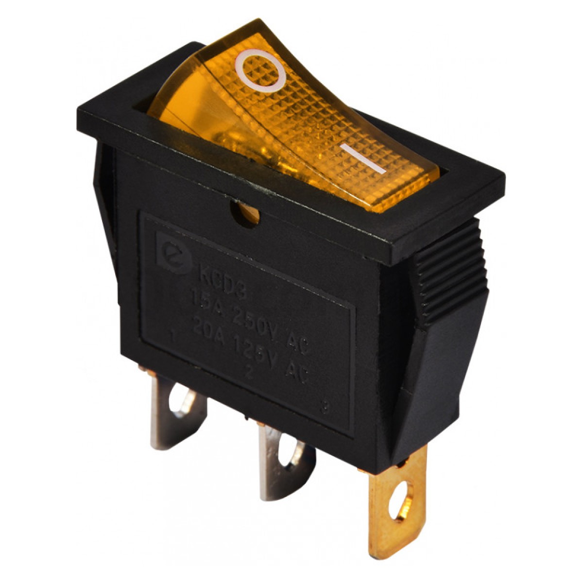 Переключатель KCD3-101N YL/B черный с желтой клавишей с подсветкой, АСКО-УКРЕМ 98_98.jpg - фото 1
