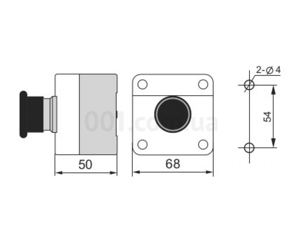 Пост кнопковий одномісний «СТОП» грибок з фіксацією (повернення обертом) XAL-J174, АСКО-УКРЕМ 98_78.jpg - фото 2