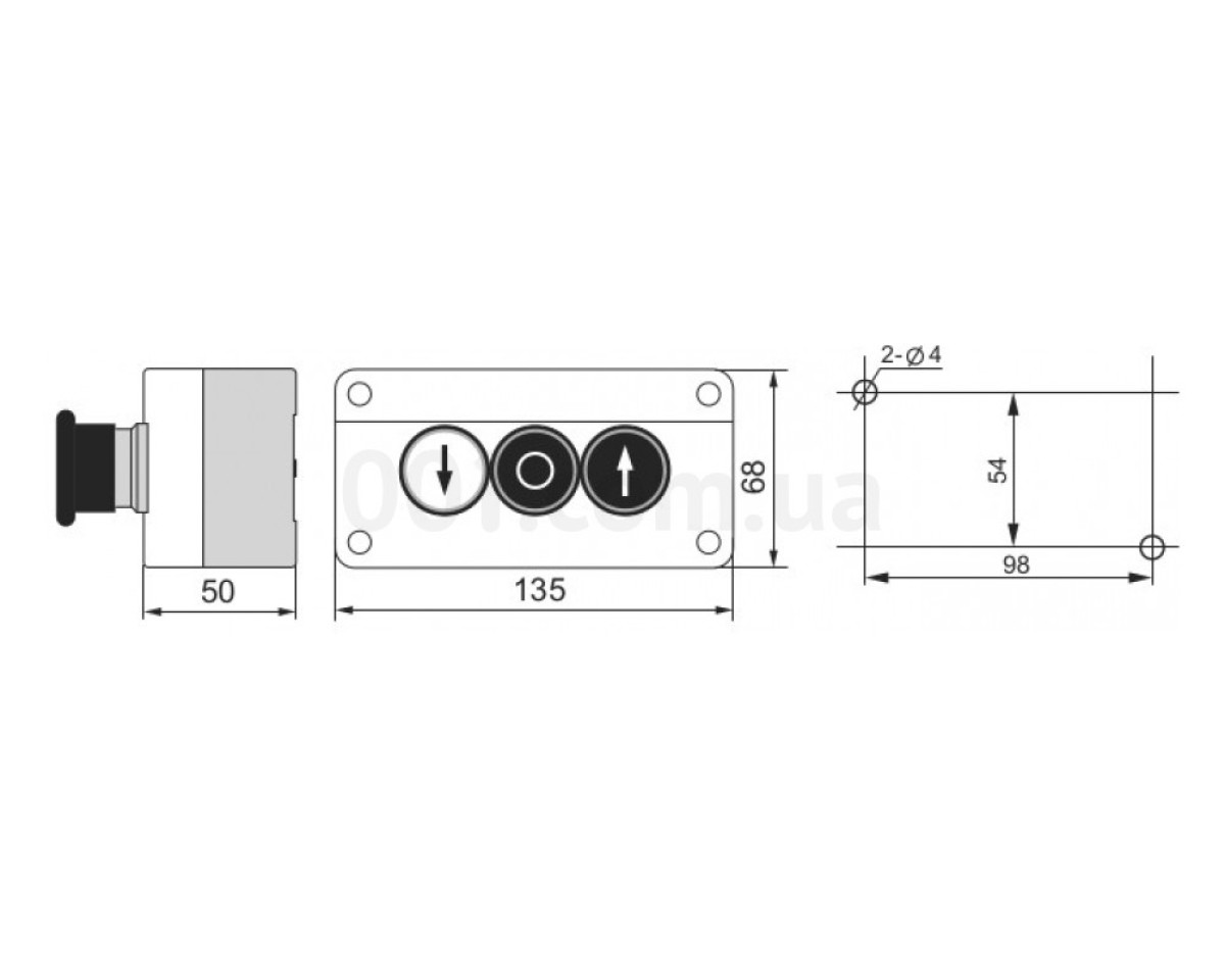 Пост кнопочный трехместный «ПУСК-СТОП-Сигнальная лампа» XAL-B373, АСКО-УКРЕМ 98_78.jpg - фото 2