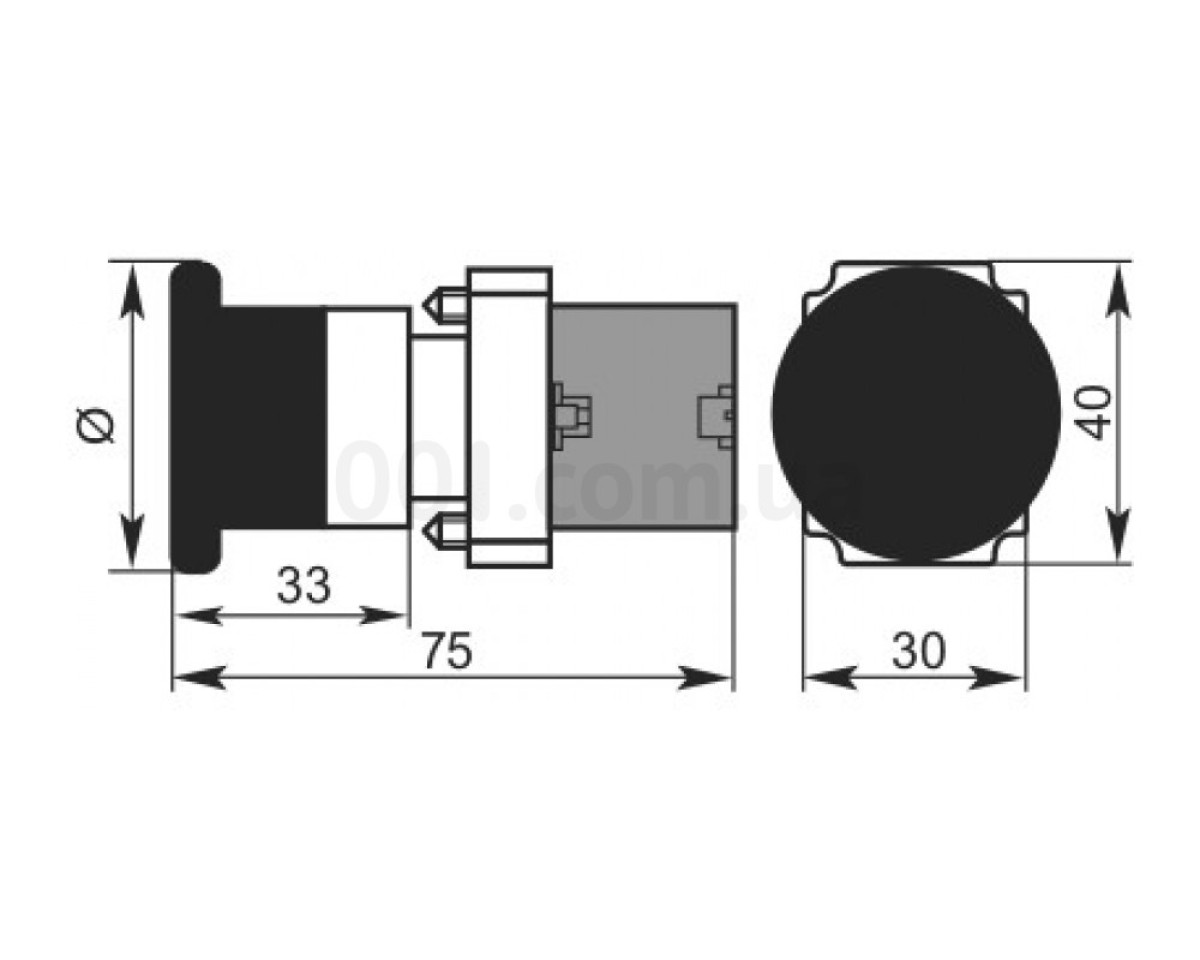 Кнопка «грибок» з фіксацією (1НЗ, повернення обертом) XB2-BS542, АСКО-УКРЕМ 98_78.jpg - фото 3