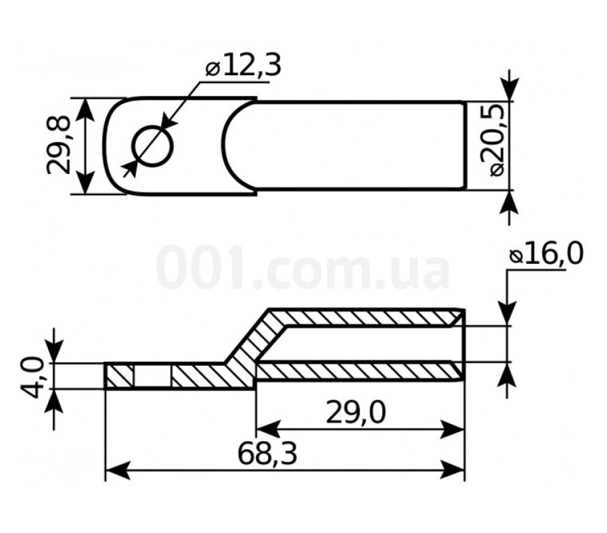 Наконечник SC-150-12 медный луженный кабельный под пайку, АСКО-УКРЕМ 98_86.jpg - фото 2