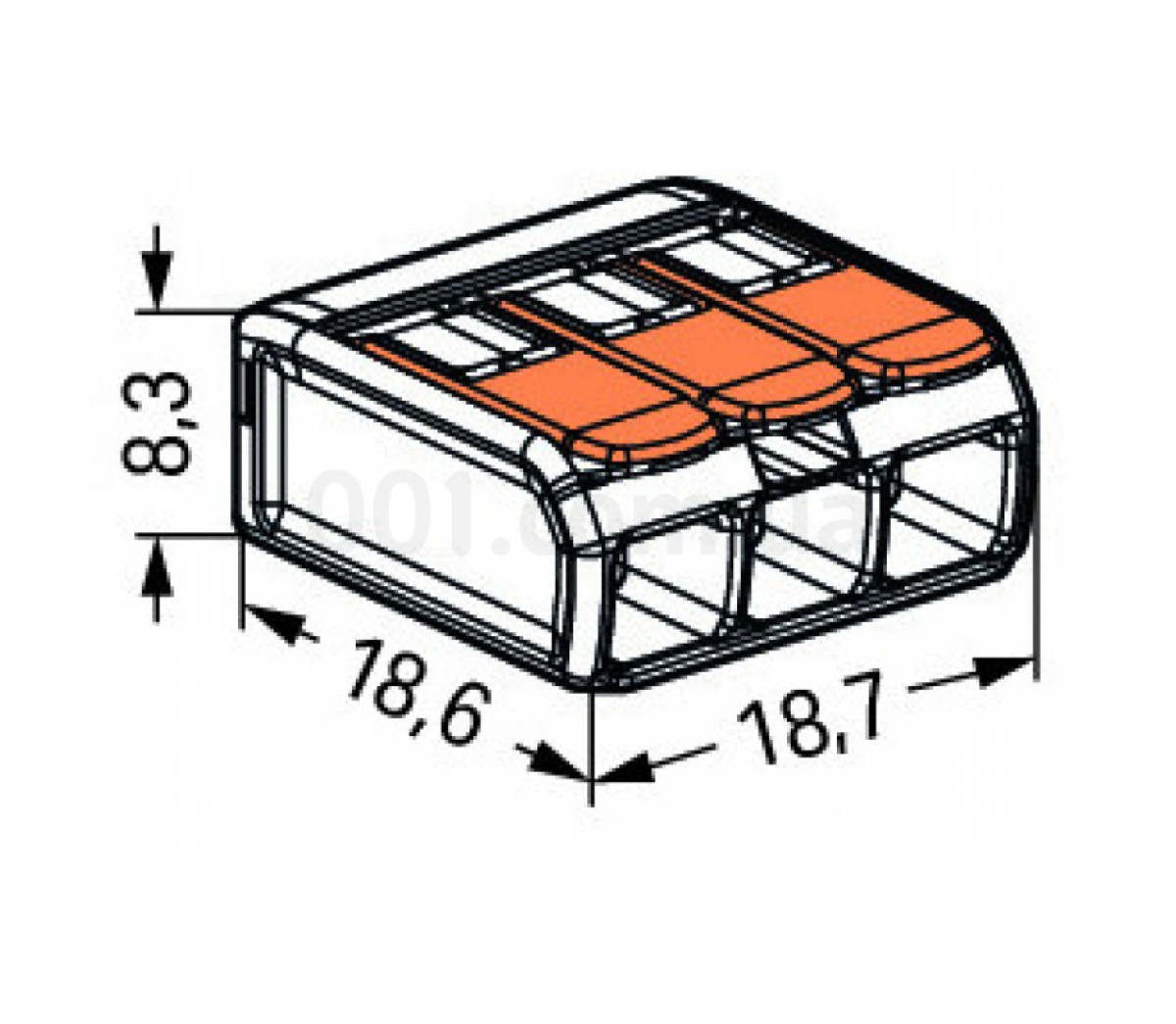 Універсальна 3-провідна клема 0,2-4 мм² прозора, WAGO (Німеччина) 98_85.jpg - фото 3
