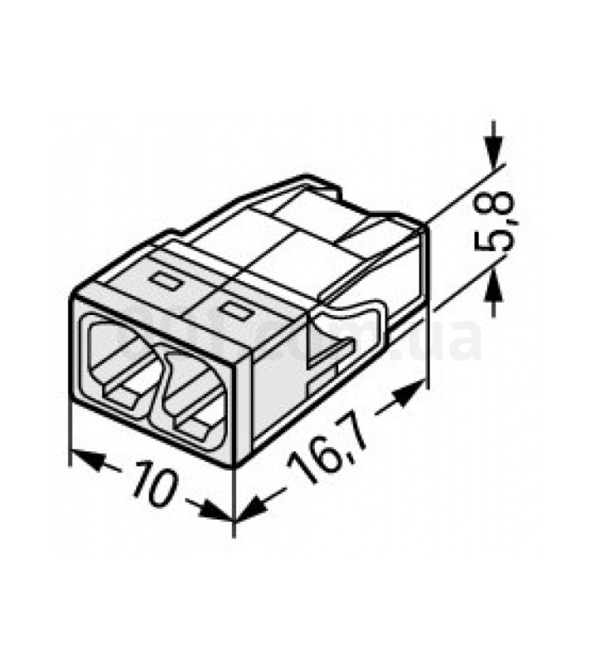 Клемма COMPACT PUSH WIRE 2-проводная 0,5-2,5 мм² прозрачная/белая без пасты, WAGO (Германия) 98_109.jpg - фото 2