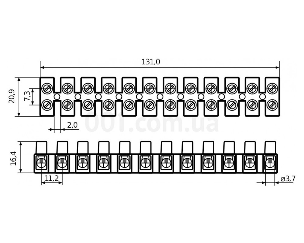 Клемна колодка 12-парна 10 мм² / 10А серія H біла, АСКО-УКРЕМ 98_78.jpg - фото 2