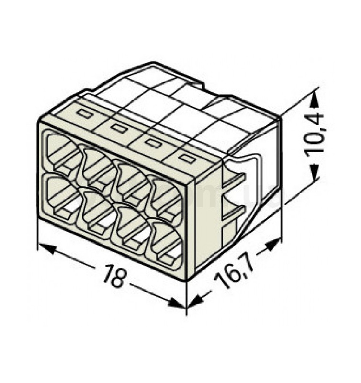 Клемма COMPACT PUSH WIRE 8-проводная 0,5-2,5 мм² прозрачная/серая с пастой, WAGO (Германия) 98_104.jpg - фото 2