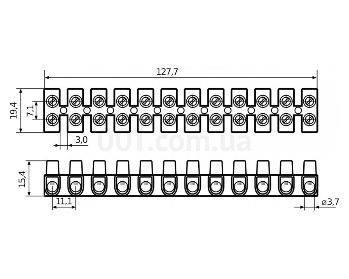 Клемна колодка 12-парна 10 мм² / 10А серія U чорна, АСКО-УКРЕМ 98_78.jpg - фото 2