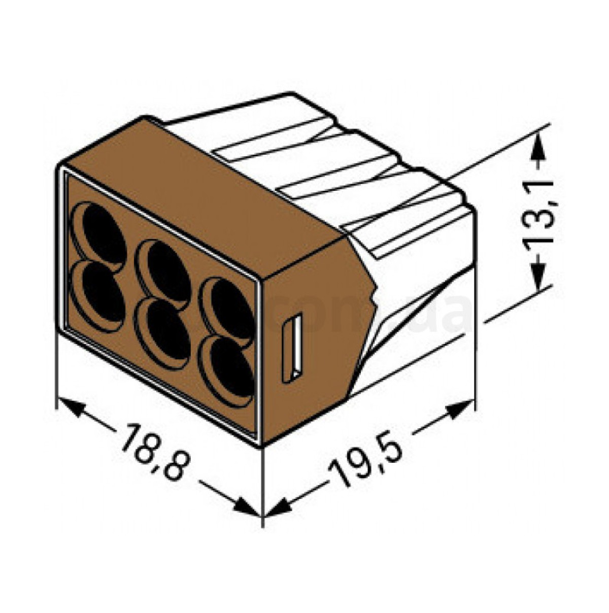Клема PUSH WIRE 6-провідна 1,5-4,0 мм² прозора/коричнева без пасти, WAGO (Німеччина) 98_99.jpg - фото 2