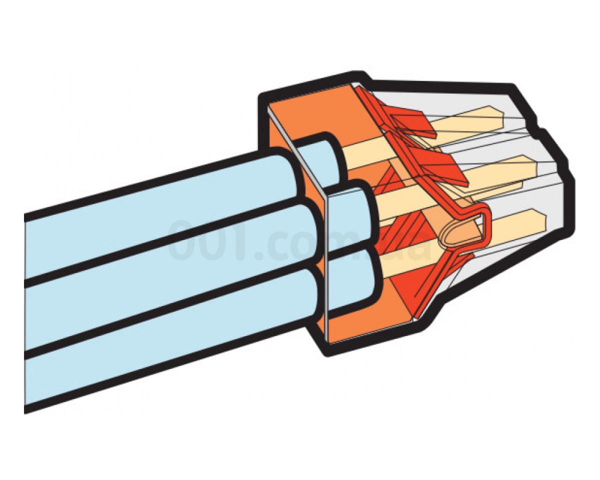 Клема PUSH WIRE 3-провідна 2,5-6,0 мм² прозора/червона без пасти, WAGO (Німеччина) 98_78.jpg - фото 3