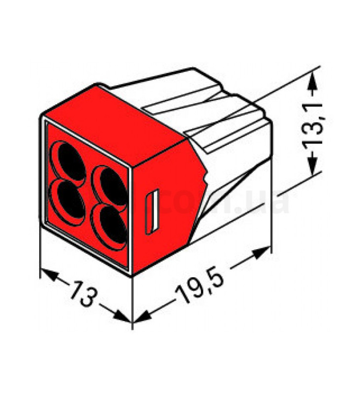 Клема PUSH WIRE 4-провідна 1,5-4,0 мм² прозора/червона без пасти, WAGO (Німеччина) 98_107.jpg - фото 3