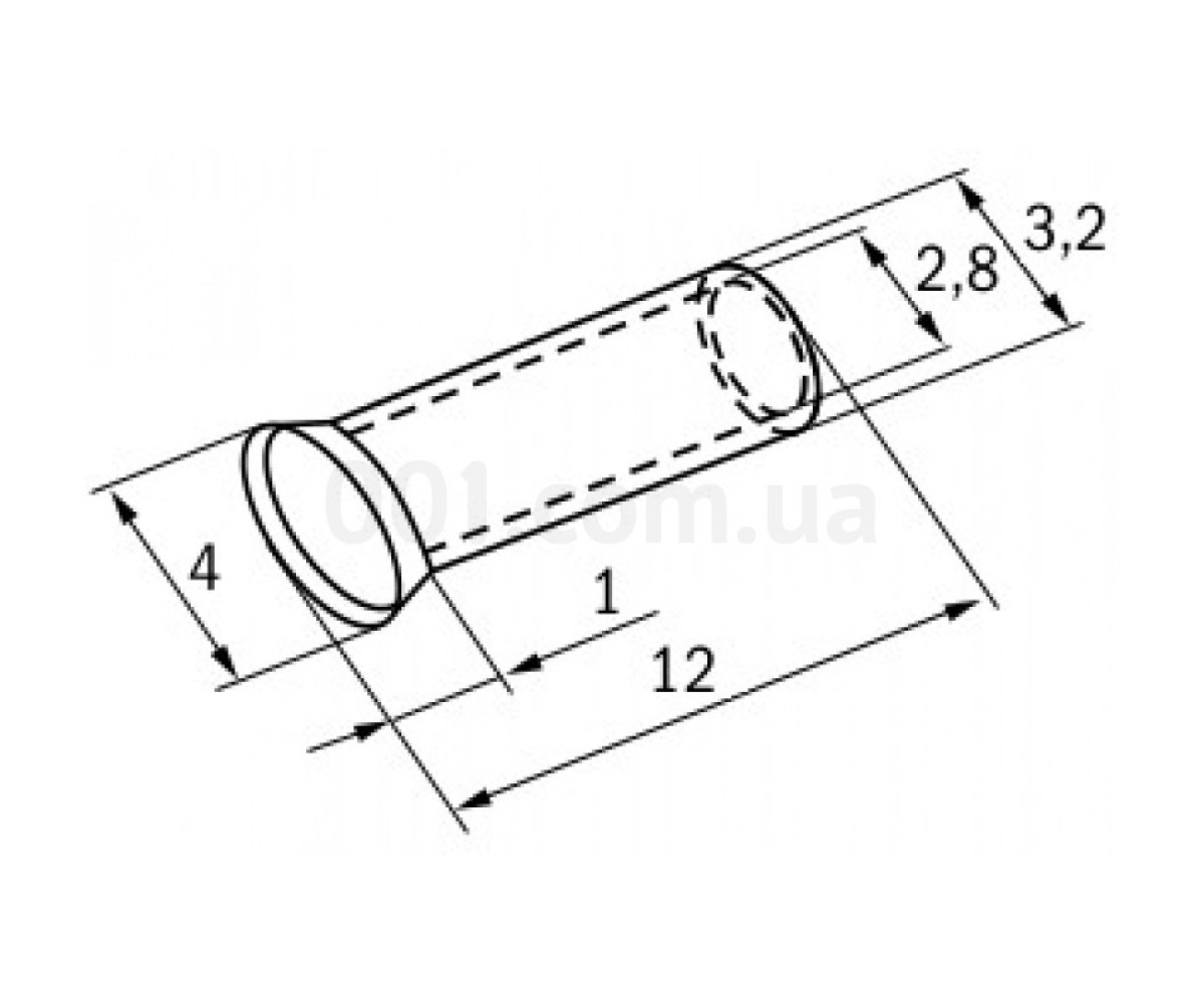 Накінечник-гільза НГ 4,0-12 без ізоляції 4,0 мм² (упаковка 20 шт.), IEK 98_82.jpg - фото 2