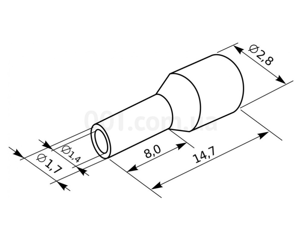 Наконечник E1008 (HT 1.0-08) трубчатый в изоляции (упаковка 100 шт.), АСКО-УКРЕМ 98_78.jpg - фото 2