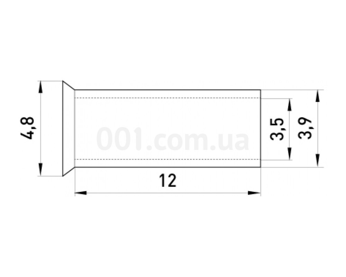 Наконечник втулочный неизолированный 6.0мм² L=12мм (упаковка 100 шт.) e.terminal.stand.en.6.12, E.NEXT 98_78.jpg - фото 2