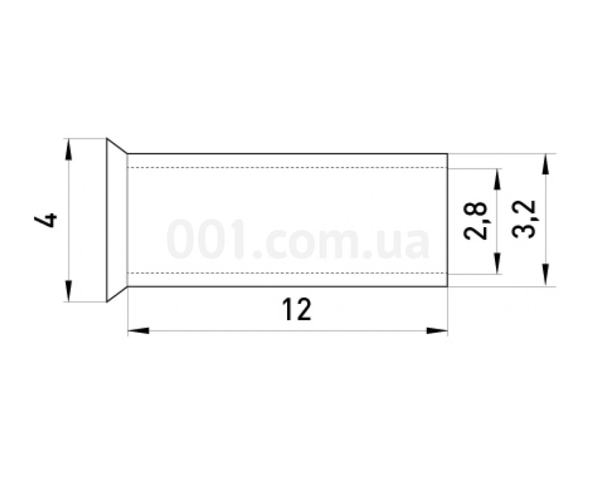 Накінечник втулковий неізольований 4.0мм² L=12мм (упаковка 100 шт.) e.terminal.stand.en.4.12, E.NEXT 98_78.jpg - фото 2