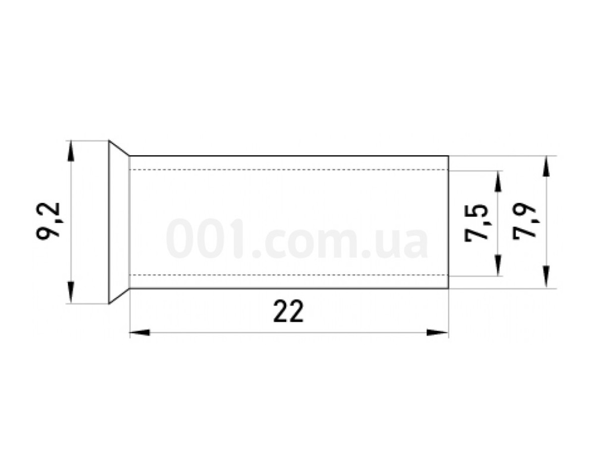 Наконечник втулочный неизолированный 25.0мм² L=22мм (упаковка 100 шт.) e.terminal.stand.en.25.22, E.NEXT 98_78.jpg - фото 2