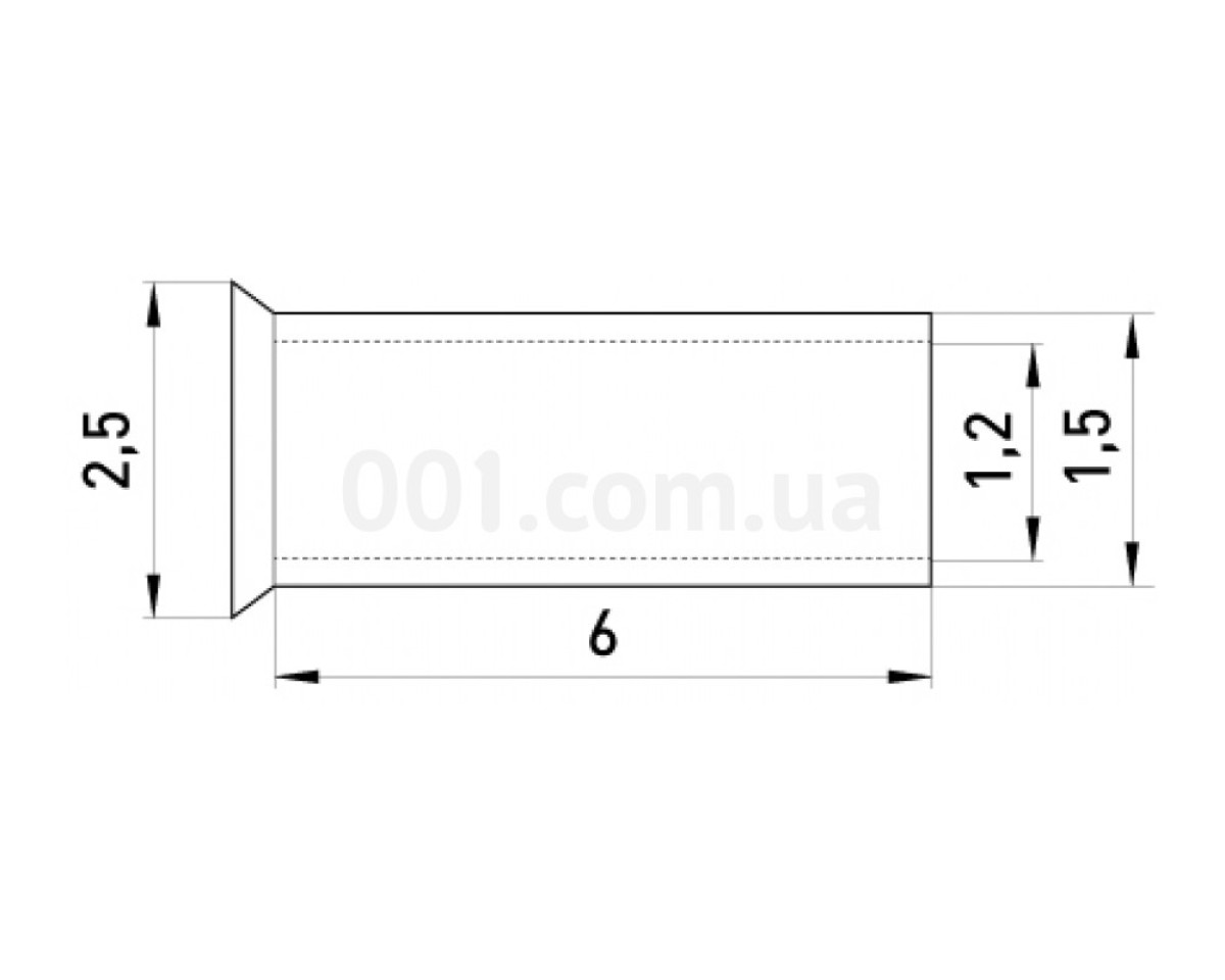 Накінечник втулковий неізольований 0.75мм² L=6мм (упаковка 100 шт.) e.terminal.stand.en.0.75.6, E.NEXT 98_78.jpg - фото 2