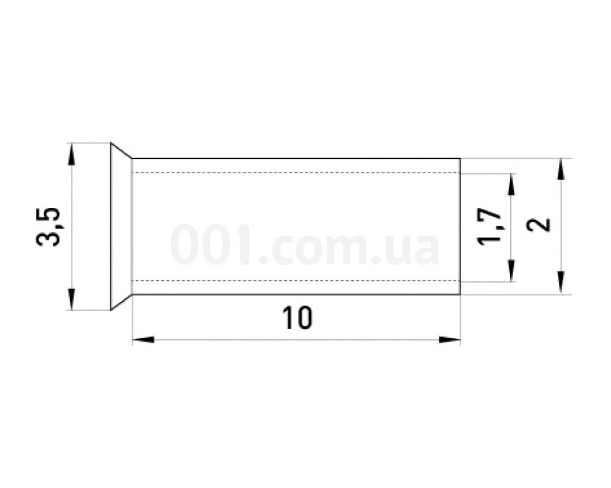 Наконечник втулочный неизолированный 1.5мм² L=10мм (упаковка 100 шт.) e.terminal.stand.en.1.5.10, E.NEXT 98_78.jpg - фото 2