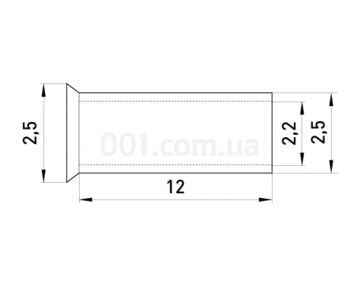 Накінечник втулковий неізольований 2.5мм² L=12мм (упаковка 100 шт.) e.terminal.stand.en.2.5.12, E.NEXT 98_78.jpg - фото 2