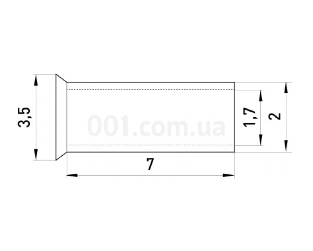 Наконечник втулочный неизолированный 1.5мм² L=7мм (упаковка 100 шт.) e.terminal.stand.en.1.5.7, E.NEXT 98_78.jpg - фото 2