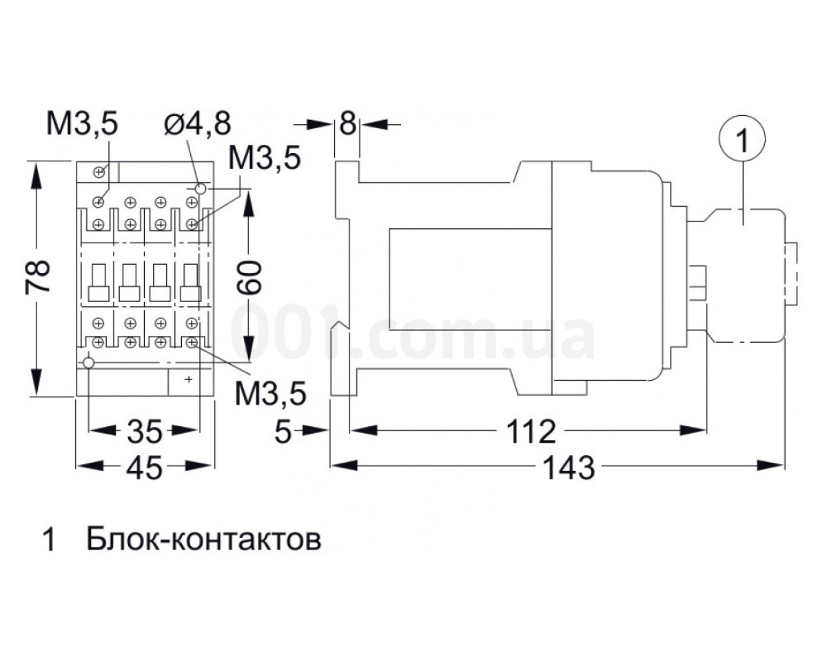 Контактор CES 18.10 24V/DC 18A 7,5kW AC3, ETI 98_78.jpg - фото 2